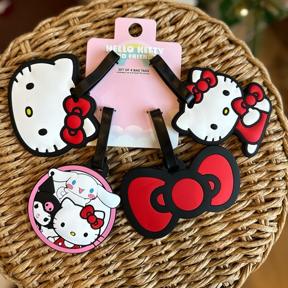 Hello Kitty and friends set of 4 travel bag tags Sanrio bow face new - Picture 8 of 8